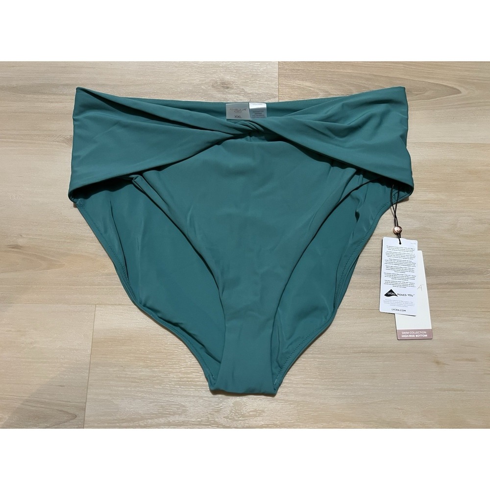 Calia High Rise Twist Front Bottom XXL NWT $58 Jungle Green Teal